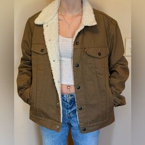 Levis Brand Cotton Canvas Fleece/Sherpa Lined Jacket